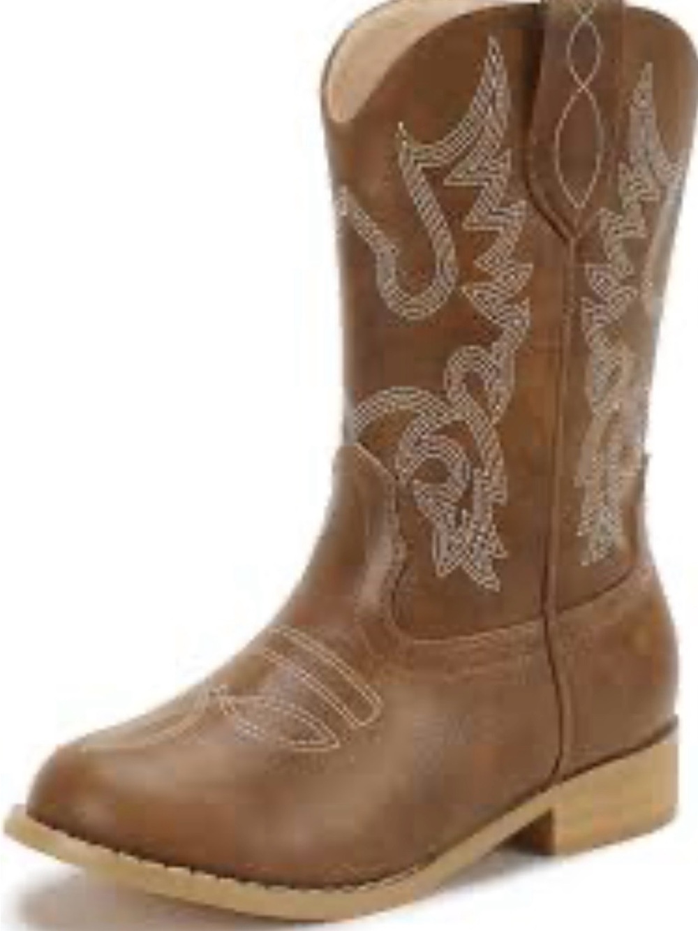 Pandaninja Kids Cowboy Cowgirl Boots Distressed Brown Western Embroidered Size 2